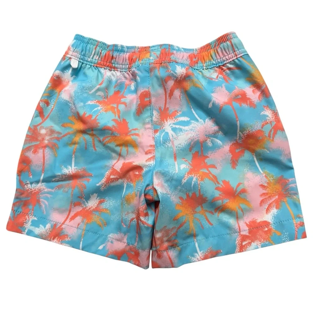 J.Crew Crewcuts Swim Trunks Boys Size 5 Lined Drawstring Palm Tree Print Blue - Picture 2 of 4